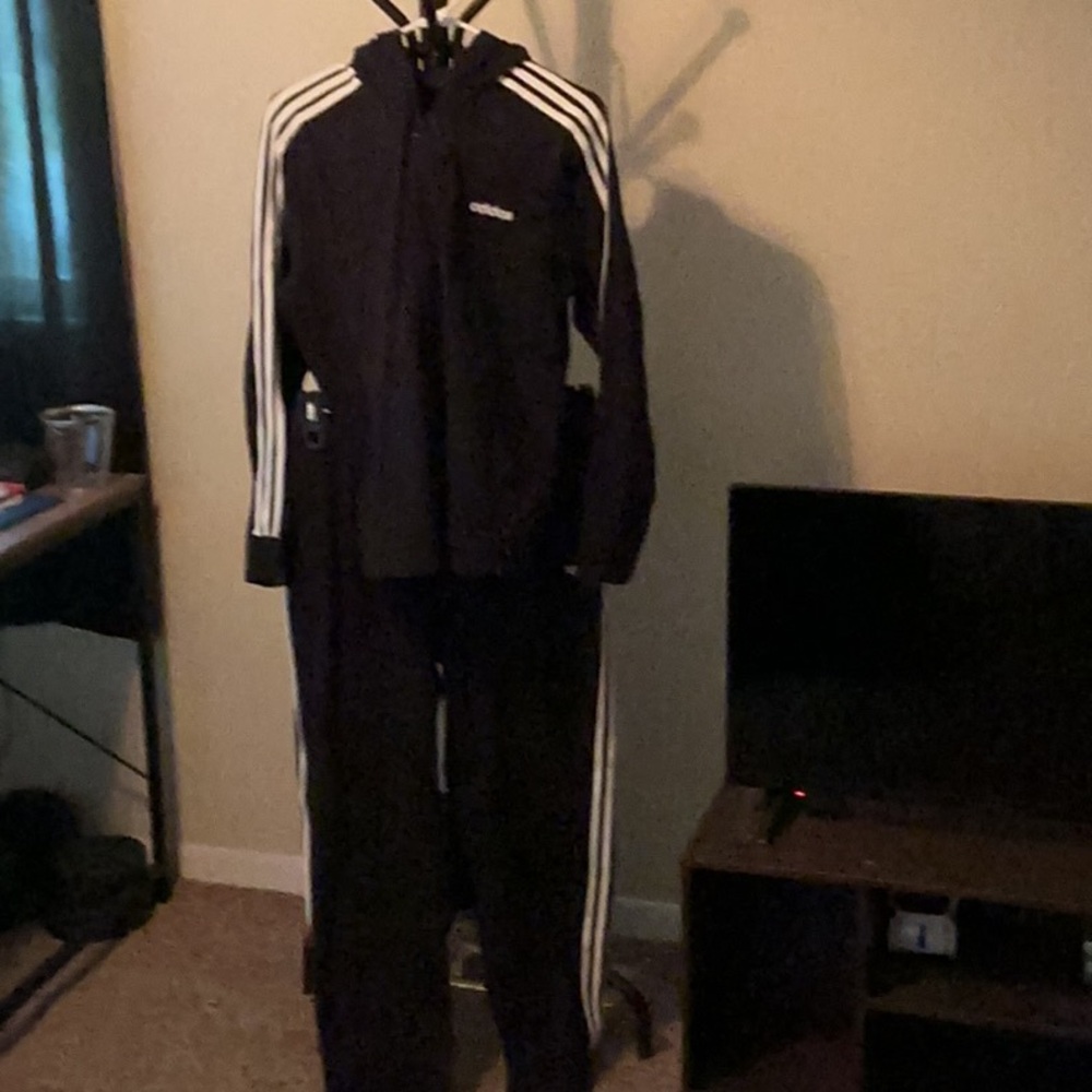 Adidas Black Hoodie with White Stripes